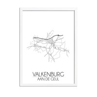 Grundriss Stadtplan Valkenburg aan de Geul plakat - Schwarz Weiß Grau