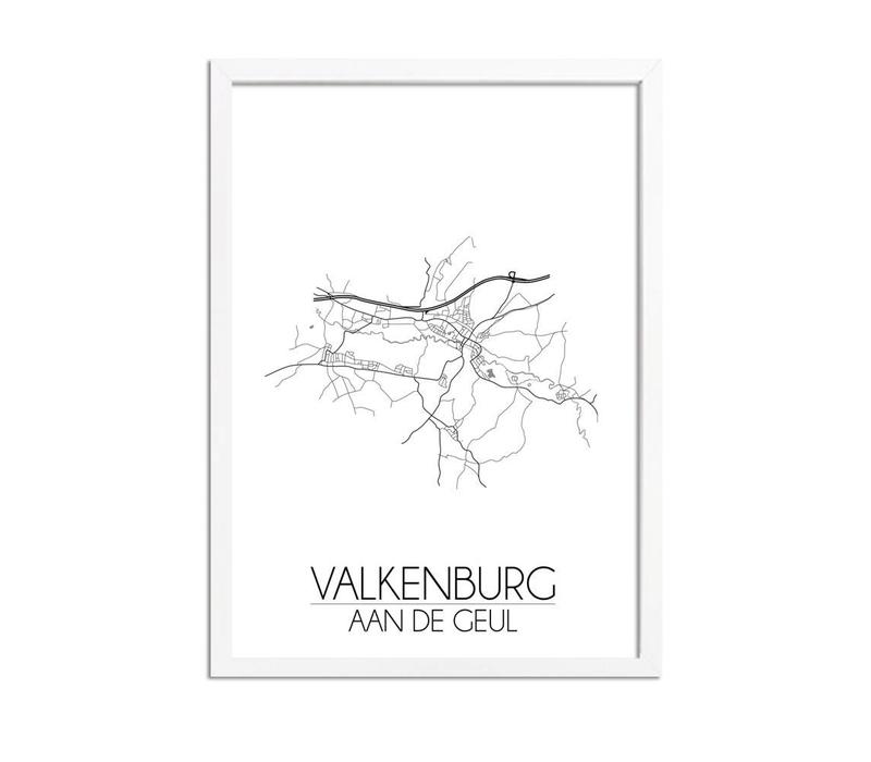 Grundriss Stadtplan Valkenburg aan de Geul plakat - Schwarz Weiß Grau