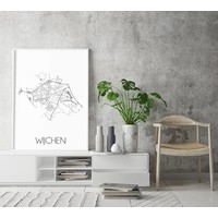Grundriss Stadtplan Wijchen plakat - Schwarz Weiß Grau
