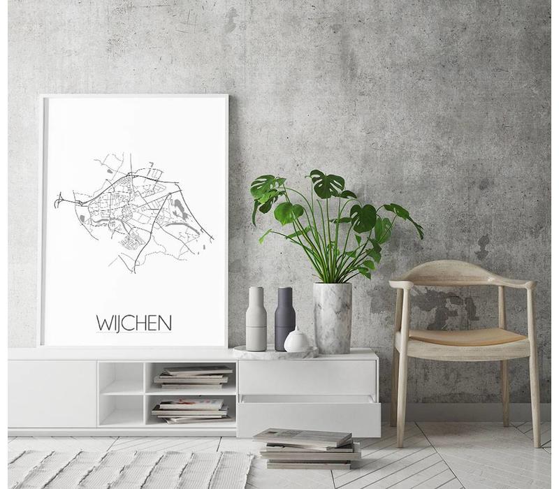 Grundriss Stadtplan Wijchen plakat - Schwarz Weiß Grau