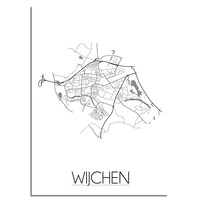 Grundriss Stadtplan Wijchen plakat - Schwarz Weiß Grau