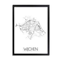 Grundriss Stadtplan Wijchen plakat - Schwarz Weiß Grau