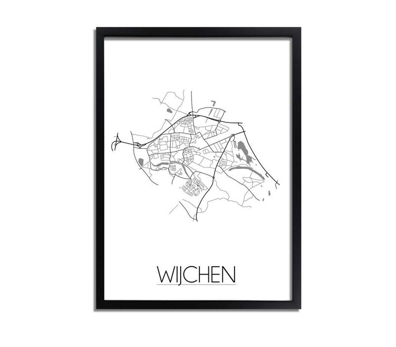 Grundriss Stadtplan Wijchen plakat - Schwarz Weiß Grau