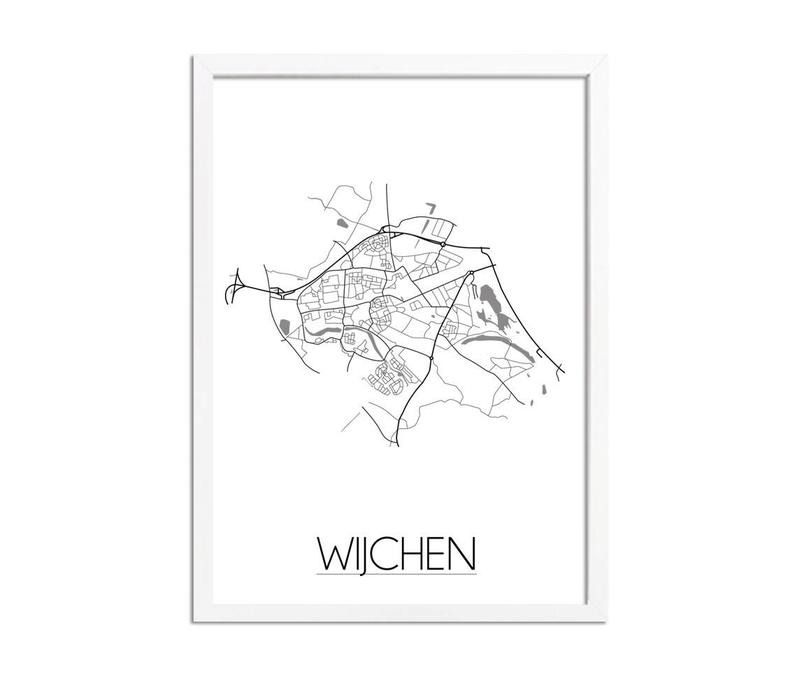 Grundriss Stadtplan Wijchen plakat - Schwarz Weiß Grau