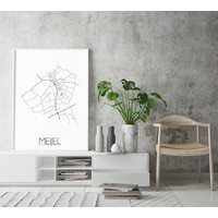 Grundriss Stadtplan Meijel plakat - Schwarz Weiß Grau