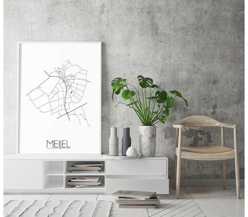 Grundriss Stadtplan Meijel plakat - Schwarz Weiß Grau