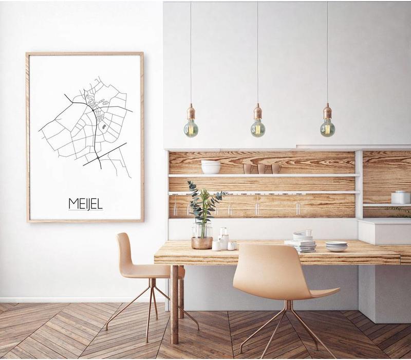 Grundriss Stadtplan Meijel plakat - Schwarz Weiß Grau