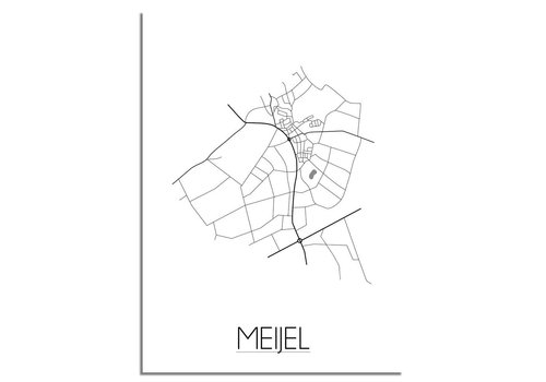 DesignClaud Grundriss Stadtplan Meijel plakat - Schwarz Weiß Grau
