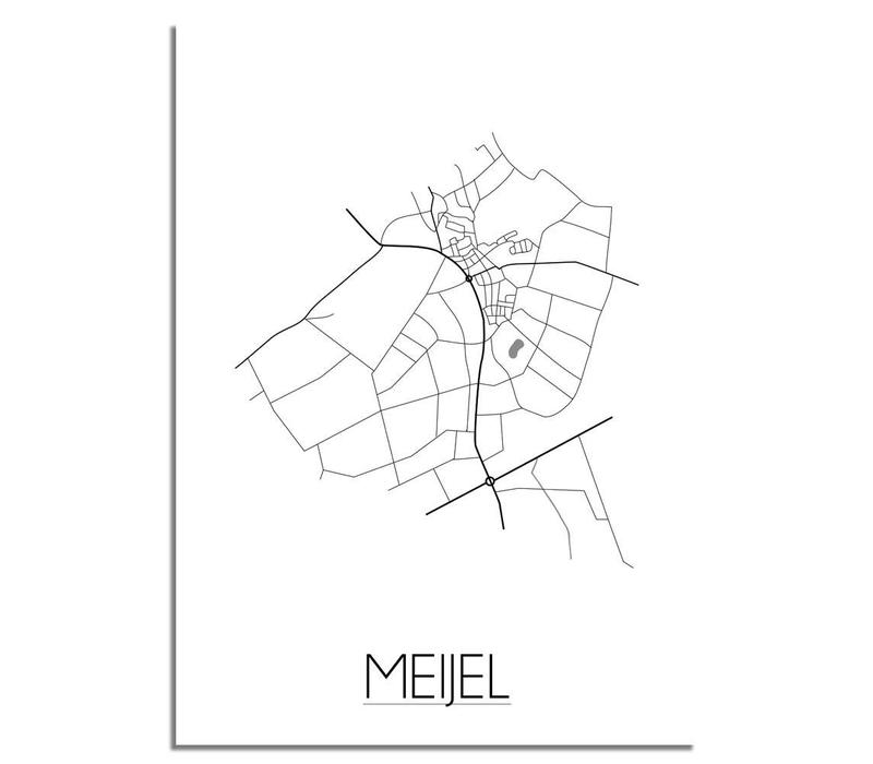 Grundriss Stadtplan Meijel plakat - Schwarz Weiß Grau
