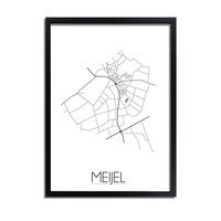 Grundriss Stadtplan Meijel plakat - Schwarz Weiß Grau