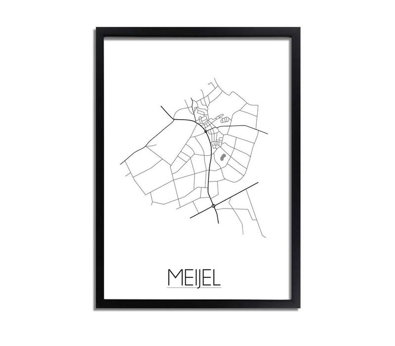 Grundriss Stadtplan Meijel plakat - Schwarz Weiß Grau