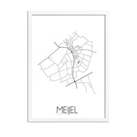 Grundriss Stadtplan Meijel plakat - Schwarz Weiß Grau