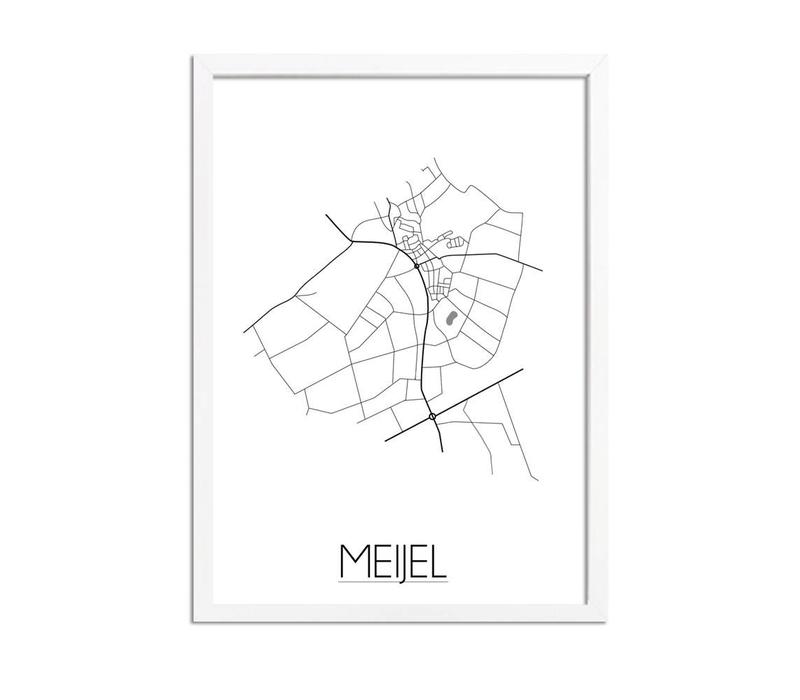 Grundriss Stadtplan Meijel plakat - Schwarz Weiß Grau