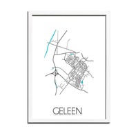 Grundriss Stadtplan Geleen plakat - Schwarz Weiß blau