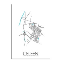 Grundriss Stadtplan Geleen plakat - Schwarz Weiß blau