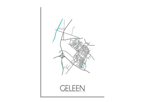 DesignClaud Grundriss Stadtplan Geleen plakat - Schwarz Weiß blau