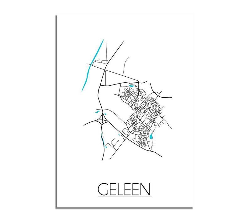 Grundriss Stadtplan Geleen plakat - Schwarz Weiß blau