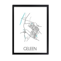 Grundriss Stadtplan Geleen plakat - Schwarz Weiß blau