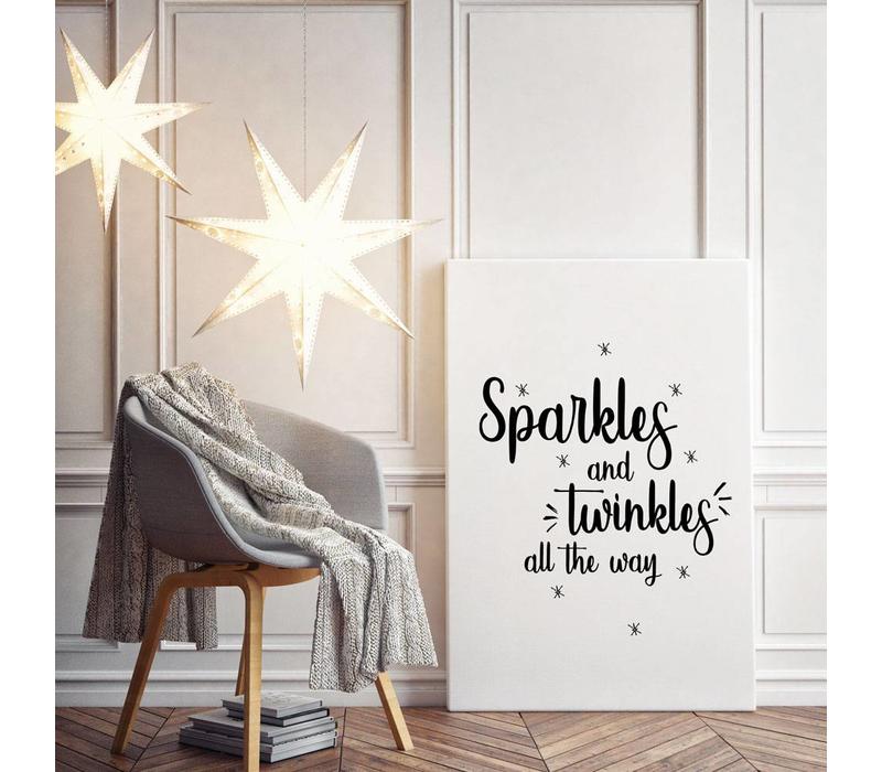 Weihnachtsposter Sparkles and Twinkles all the way - Weihnachtsdekoration Schwarz-Weiß