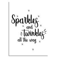 Kerstposter Sparkles and Twinkles all the way - Kerstdecoratie Zwart wit