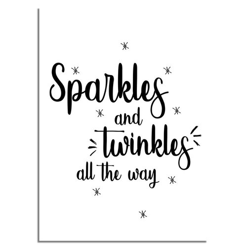 Kerstposter Sparkles and Twinkles all the way - Kerstdecoratie Zwart wit 