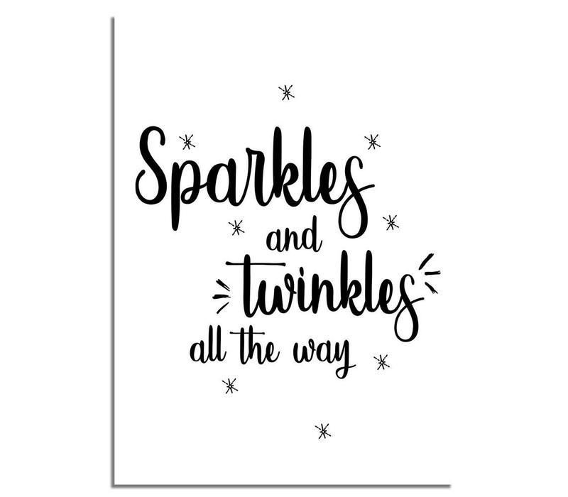 Weihnachtsposter Sparkles and Twinkles all the way - Weihnachtsdekoration Schwarz-Weiß