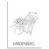 DesignClaud Grundriss Stadtplan Hardenberg plakat - Schwarz Weiß Grau
