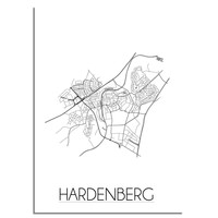 Grundriss Stadtplan Hardenberg plakat - Schwarz Weiß Grau