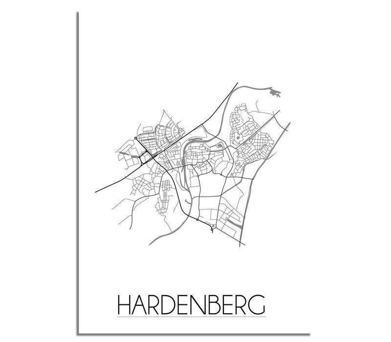 Grundriss Stadtplan Hardenberg plakat - Schwarz Weiß Grau
