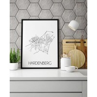 Grundriss Stadtplan Hardenberg plakat - Schwarz Weiß Grau