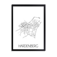 Grundriss Stadtplan Hardenberg plakat - Schwarz Weiß Grau