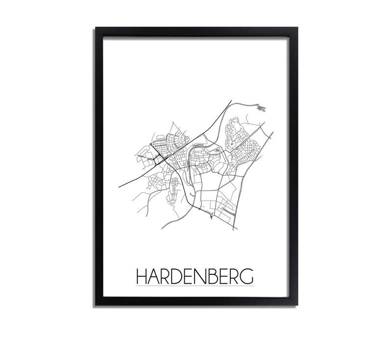 Grundriss Stadtplan Hardenberg plakat - Schwarz Weiß Grau
