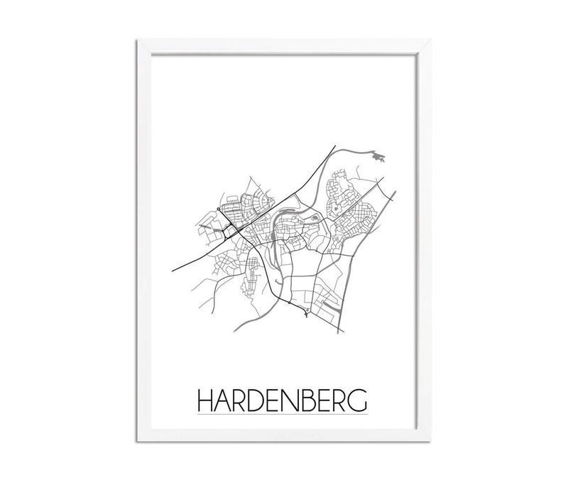 Grundriss Stadtplan Hardenberg plakat - Schwarz Weiß Grau