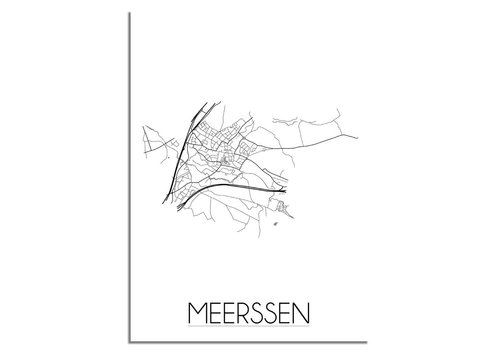 DesignClaud Grundriss Stadtplan Meerssen plakat - Schwarz Weiß Grau