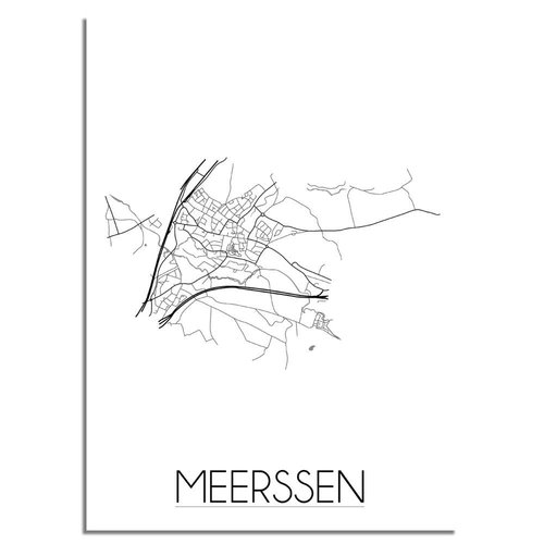 Grundriss Stadtplan Meerssen plakat - Schwarz Weiß Grau 