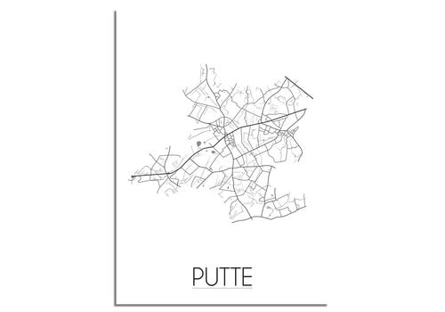 DesignClaud Grundriss Stadtplan Putte plakat - Schwarz Weiß Grau