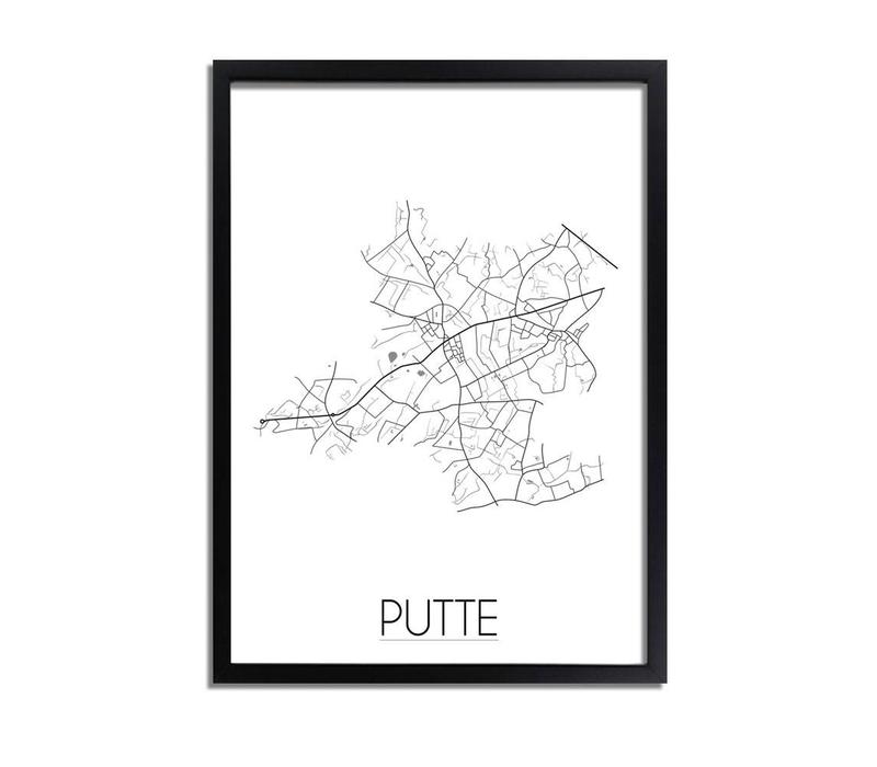 Grundriss Stadtplan Putte plakat - Schwarz Weiß Grau
