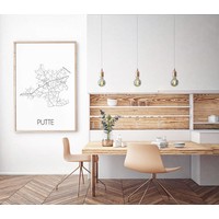 Grundriss Stadtplan Putte plakat - Schwarz Weiß Grau