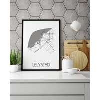 Grundriss Stadtplan Lelystad plakat - Schwarz Weiß Grau