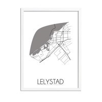 Grundriss Stadtplan Lelystad plakat - Schwarz Weiß Grau
