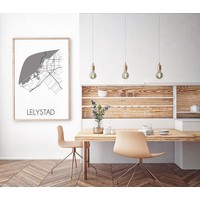 Grundriss Stadtplan Lelystad plakat - Schwarz Weiß Grau