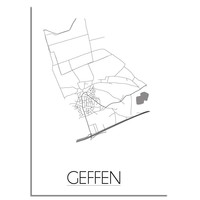 Grundriss Stadtplan Geffen plakat - Schwarz Weiß Grau