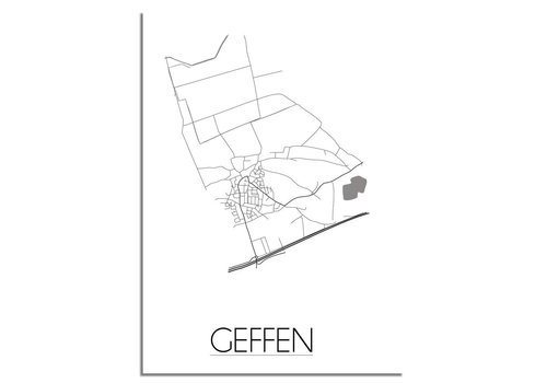 DesignClaud Grundriss Stadtplan Geffen plakat - Schwarz Weiß Grau