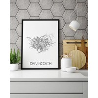 Grundriss Stadtplan Den Bosch plakat - Schwarz Weiß Grau