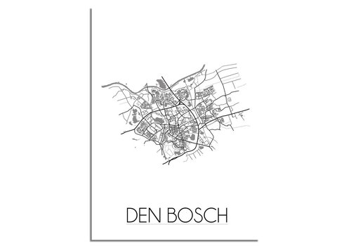 DesignClaud Grundriss Stadtplan Den Bosch plakat - Schwarz Weiß Grau