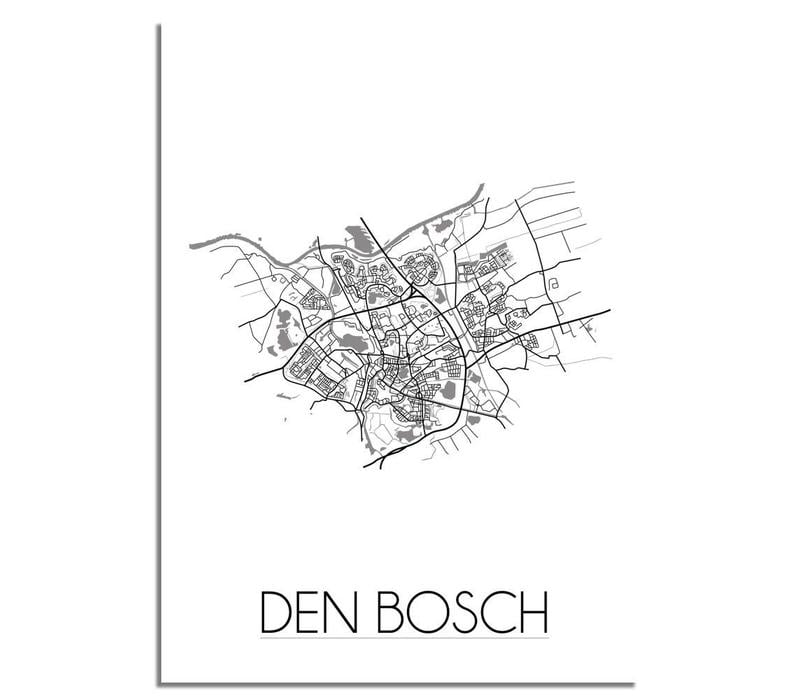Grundriss Stadtplan Den Bosch plakat - Schwarz Weiß Grau