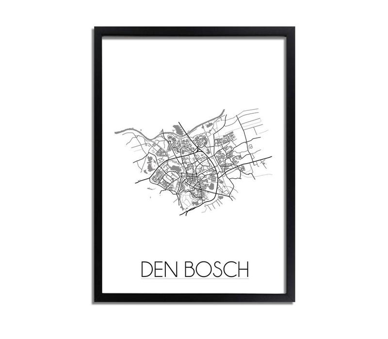 Grundriss Stadtplan Den Bosch plakat - Schwarz Weiß Grau