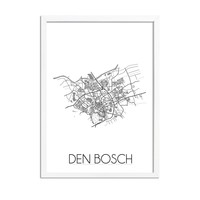 Grundriss Stadtplan Den Bosch plakat - Schwarz Weiß Grau