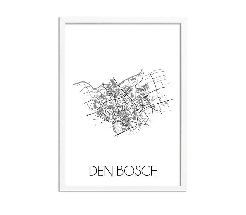 Grundriss Stadtplan Den Bosch plakat - Schwarz Weiß Grau