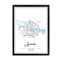 Geburtsposter Blau - Stadtplan - Geburtsort